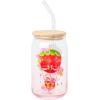 Silver Buffalo Rainbow Brite Balloon Glass Tumbler with Bamboo Lid and Glass Straw, 16 Ounces(Strawberry Shortcake and Cheer Bear)