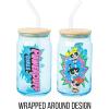 Silver Buffalo Rainbow Brite Balloon Glass Tumbler with Bamboo Lid and Glass Straw, 16 Ounces(The Powerpuff Girls)