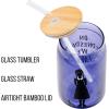 Silver Buffalo Rainbow Brite Balloon Glass Tumbler with Bamboo Lid and Glass Straw, 16 Ounces(Wednesday Addams)