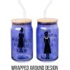 Silver Buffalo Rainbow Brite Balloon Glass Tumbler with Bamboo Lid and Glass Straw, 16 Ounces(Wednesday Addams)