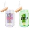 Silver Buffalo Rainbow Brite Balloon Glass Tumbler with Bamboo Lid and Glass Straw, 16 Ounces(Wicked Elphaba and Glinda (2 Pack))