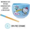 Silver Buffalo Rainbow Brite Ceramic Ramen Noodle Rice Bowl with Chopsticks, Microwave Safe, 20 Ounces(Hello Kitty Hot Air Balloon and Rainbow)