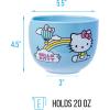 Silver Buffalo Rainbow Brite Ceramic Ramen Noodle Rice Bowl with Chopsticks, Microwave Safe, 20 Ounces(Hello Kitty Hot Air Balloon and Rainbow)