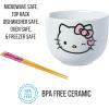 Silver Buffalo Rainbow Brite Ceramic Ramen Noodle Rice Bowl with Chopsticks, Microwave Safe, 20 Ounces(White/Multi)