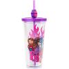 Silver Buffalo Rainbow Brite Plastic Cold Cup with Lid and Straw Topper, 24 Ounces(Bratz Flames and Full Lips)