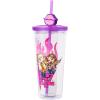 Silver Buffalo Rainbow Brite Plastic Cold Cup with Lid and Straw Topper, 24 Ounces(Bratz Flames and Full Lips)