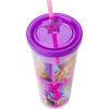 Silver Buffalo Rainbow Brite Plastic Cold Cup with Lid and Straw Topper, 24 Ounces(Bratz Pink and Purple)