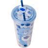 Silver Buffalo Rainbow Brite Plastic Cold Cup with Lid and Straw Topper, 24 Ounces(Care Bears Grumpy Bear)
