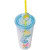 Silver Buffalo Rainbow Brite Plastic Cold Cup with Lid and Straw Topper, 24 Ounces(Care Bears Happy Sunshine)