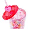 Silver Buffalo Rainbow Brite Plastic Cold Cup with Lid and Straw Topper, 24 Ounces(Care Bears Love Rainbow Hearts)