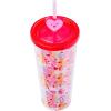 Silver Buffalo Rainbow Brite Plastic Cold Cup with Lid and Straw Topper, 24 Ounces(Care Bears Love Rainbow Hearts)