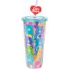Silver Buffalo Rainbow Brite Plastic Cold Cup with Lid and Straw Topper, 24 Ounces(Care Bears Multi Bear All Over)