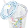 Silver Buffalo Rainbow Brite Plastic Cold Cup with Lid and Straw Topper, 24 Ounces(Care Bears Rainbow Watercolor)