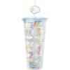 Silver Buffalo Rainbow Brite Plastic Cold Cup with Lid and Straw Topper, 24 Ounces(Care Bears Rainbow Watercolor)