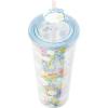 Silver Buffalo Rainbow Brite Plastic Cold Cup with Lid and Straw Topper, 24 Ounces(Care Bears Rainbow Watercolor)
