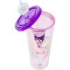 Silver Buffalo Rainbow Brite Plastic Cold Cup with Lid and Straw Topper, 24 Ounces(Hello Kitty  Kuromi  and Little Twin Stars)