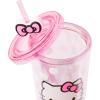 Silver Buffalo Rainbow Brite Plastic Cold Cup with Lid and Straw Topper, 24 Ounces(Hello Kitty Bow and Pink Polka Dots)