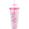 Silver Buffalo Rainbow Brite Plastic Cold Cup with Lid and Straw Topper, 24 Ounces(Hello Kitty Bow and Pink Polka Dots)