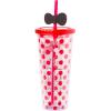 Silver Buffalo Rainbow Brite Plastic Cold Cup with Lid and Straw Topper, 24 Ounces(Hello Kitty Bows and Red Polka Dots)