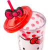 Silver Buffalo Rainbow Brite Plastic Cold Cup with Lid and Straw Topper, 24 Ounces(Hello Kitty Bows and Red Polka Dots)