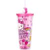 Silver Buffalo Rainbow Brite Plastic Cold Cup with Lid and Straw Topper, 24 Ounces(Hello Kitty Kawaii Hearts and Sparkle)