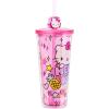 Silver Buffalo Rainbow Brite Plastic Cold Cup with Lid and Straw Topper, 24 Ounces(Hello Kitty Kawaii Hearts and Sparkle)
