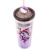 Silver Buffalo Rainbow Brite Plastic Cold Cup with Lid and Straw Topper, 24 Ounces(Hello Kitty Leopard Heart)