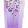 Silver Buffalo Rainbow Brite Plastic Cold Cup with Lid and Straw Topper, 24 Ounces(Hello Kitty Leopard Heart)