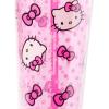 Silver Buffalo Rainbow Brite Plastic Cold Cup with Lid and Straw Topper, 24 Ounces(Hello Kitty and Bows)