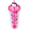 Silver Buffalo Rainbow Brite Plastic Cold Cup with Lid and Straw Topper, 24 Ounces(Hello Kitty and Bows)