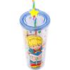 Silver Buffalo Rainbow Brite Plastic Cold Cup with Lid and Straw Topper, 24 Ounces(Rainbow Brite Waving)