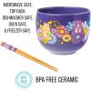Silver Buffalo Rainbow Brite and Twink Ceramic Ramen Bowl with Chopsticks and Spoon, 20 Ounces(Care Bears Groovy Flower Power)