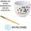 Silver Buffalo Rainbow Brite and Twink Ceramic Ramen Bowl with Chopsticks and Spoon, 20 Ounces(Pokemon Snorlax)