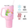 Silver Buffalo Rainbow Brite and Twink Sparkle Stainless Steel Tumbler with Handle and Straw, Fits in Standard Cup Holder, 40 Ounces(Care Bears Christmas Cuties)