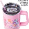 Silver Buffalo Rainbow Brite and Twink Sparkle Stainless Steel Tumbler with Handle and Straw, Fits in Standard Cup Holder, 40 Ounces(Care Bears Christmas Cuties)