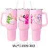 Silver Buffalo Rainbow Brite and Twink Sparkle Stainless Steel Tumbler with Handle and Straw, Fits in Standard Cup Holder, 40 Ounces(Care Bears Christmas Cuties)