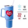 Silver Buffalo Rainbow Brite and Twink Sparkle Stainless Steel Tumbler with Handle and Straw, Fits in Standard Cup Holder, 40 Ounces(Care Bears Grumpy Bear Like I Care)