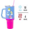 Silver Buffalo Rainbow Brite and Twink Sparkle Stainless Steel Tumbler with Handle and Straw, Fits in Standard Cup Holder, 40 Ounces(Care Bears Heart Showers Ombre)