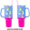 Silver Buffalo Rainbow Brite and Twink Sparkle Stainless Steel Tumbler with Handle and Straw, Fits in Standard Cup Holder, 40 Ounces(Care Bears Heart Showers Ombre)