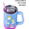 Silver Buffalo Rainbow Brite and Twink Sparkle Stainless Steel Tumbler with Handle and Straw, Fits in Standard Cup Holder, 40 Ounces(Care Bears Heart Showers Ombre)