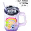 Silver Buffalo Rainbow Brite and Twink Sparkle Stainless Steel Tumbler with Handle and Straw, Fits in Standard Cup Holder, 40 Ounces(Care Bears Rainbow)