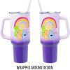 Silver Buffalo Rainbow Brite and Twink Sparkle Stainless Steel Tumbler with Handle and Straw, Fits in Standard Cup Holder, 40 Ounces(Care Bears Rainbow)