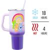 Silver Buffalo Rainbow Brite and Twink Sparkle Stainless Steel Tumbler with Handle and Straw, Fits in Standard Cup Holder, 40 Ounces(Care Bears Rainbow)
