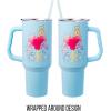Silver Buffalo Rainbow Brite and Twink Sparkle Stainless Steel Tumbler with Handle and Straw, Fits in Standard Cup Holder, 40 Ounces(Care Bears Watercolor Art)