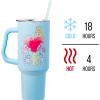 Silver Buffalo Rainbow Brite and Twink Sparkle Stainless Steel Tumbler with Handle and Straw, Fits in Standard Cup Holder, 40 Ounces(Care Bears Watercolor Art)