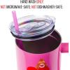 Silver Buffalo Rainbow Brite and Twink Sparkle Stainless Steel Tumbler with Handle and Straw, Fits in Standard Cup Holder, 40 Ounces(Care Bears Watercolor)