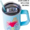 Silver Buffalo Rainbow Brite and Twink Sparkle Stainless Steel Tumbler with Handle and Straw, Fits in Standard Cup Holder, 40 Ounces(Care Bears Watercolor Art)