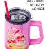 Silver Buffalo Rainbow Brite and Twink Sparkle Stainless Steel Tumbler with Handle and Straw, Fits in Standard Cup Holder, 40 Ounces(Care Bears x Strawberry Shortcake)