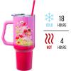 Silver Buffalo Rainbow Brite and Twink Sparkle Stainless Steel Tumbler with Handle and Straw, Fits in Standard Cup Holder, 40 Ounces(Care Bears x Strawberry Shortcake)