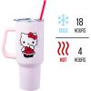 Silver Buffalo Rainbow Brite and Twink Sparkle Stainless Steel Tumbler with Handle and Straw, Fits in Standard Cup Holder, 40 Ounces(Hello Kitty Christmas Red Bow Dress)